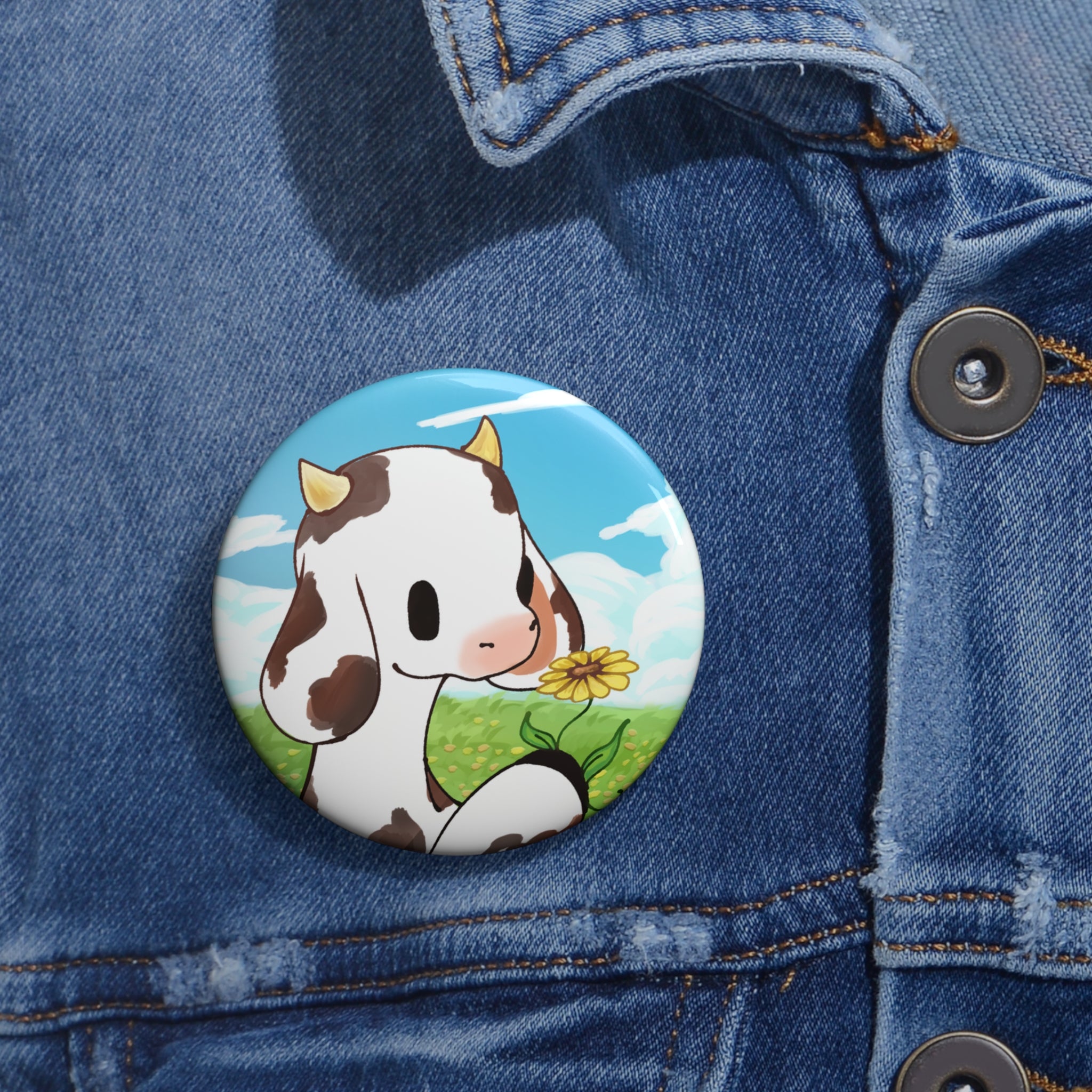 Moo Sunflower Icon Pin
