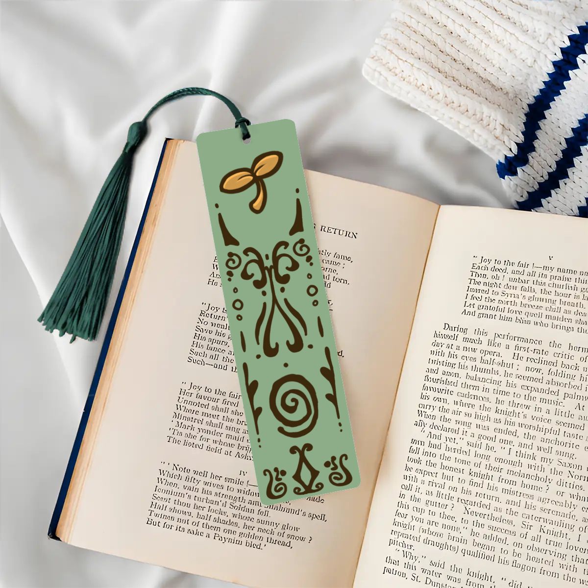 Moo Leaf Wooden Bookmark with Tassle